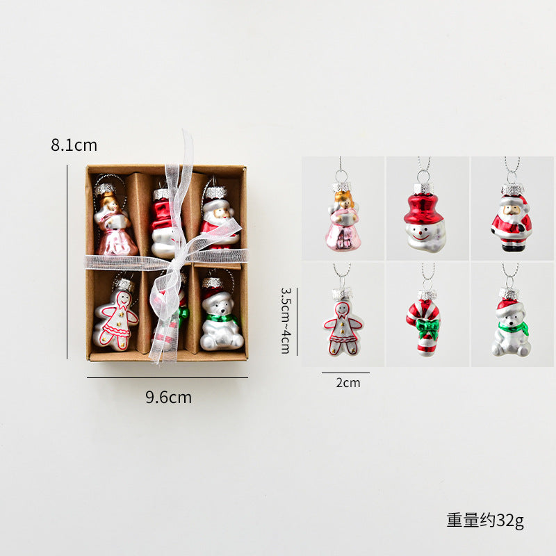 New Christmas Decoration Santa Claus Snowman Decoration Christmas Tree Pendant Creative Glass Painted Small Pendant