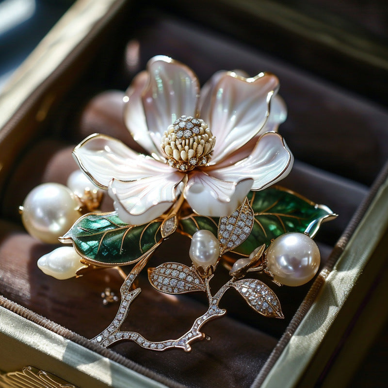 Jade orchid brooch cultural and creative gift chest flower