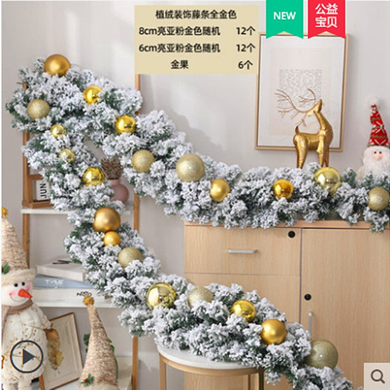 Christmas Vine 2.7-meter encrypted luminous flower wreath Vine Door Vine Column Christmas Tree Ceiling Outdoor Green Decoration