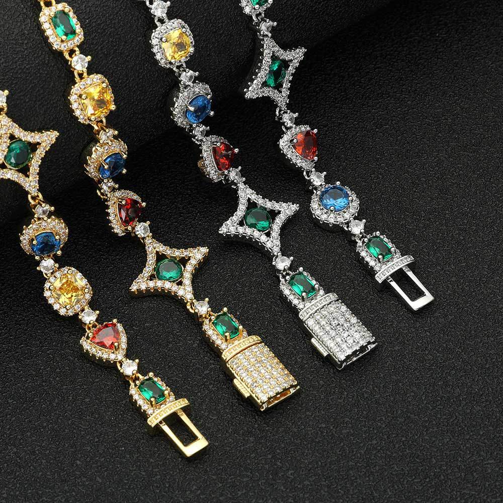 Popular hip-hop colorful gem necklace for women jewelry collarbone chain