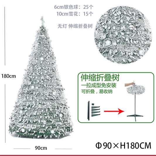 2025 New Hot Selling Plush Falling Snow Scalable Folding Christmas Tree with LED Lights Christmas Decoration Tree