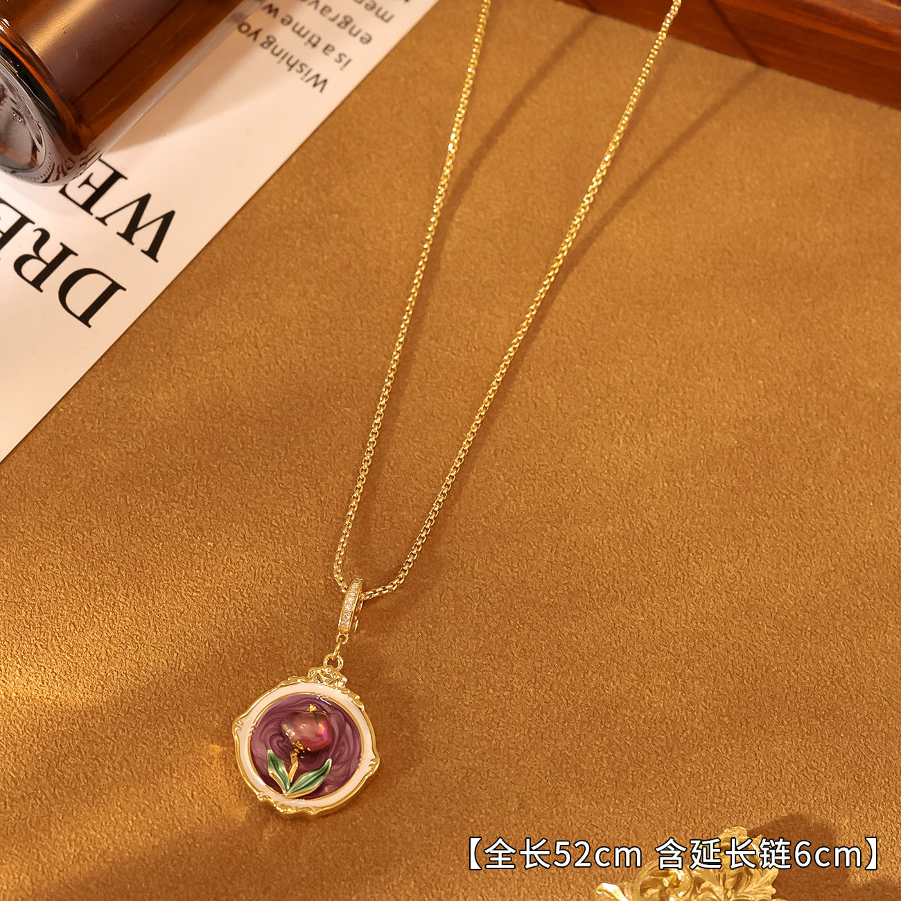 New Monet Garden Natural Pearl Oil Painting Necklace Light Luxury Retro Plated 18K Gold Clothing Chain
