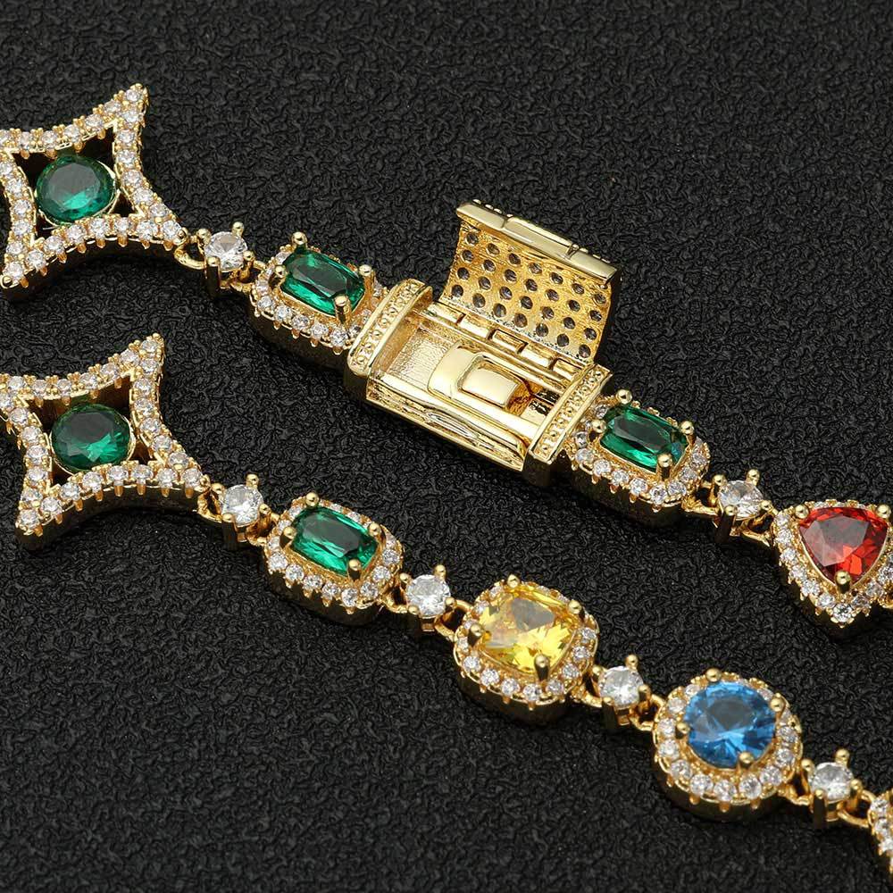 Popular hip-hop colorful gem necklace for women jewelry collarbone chain