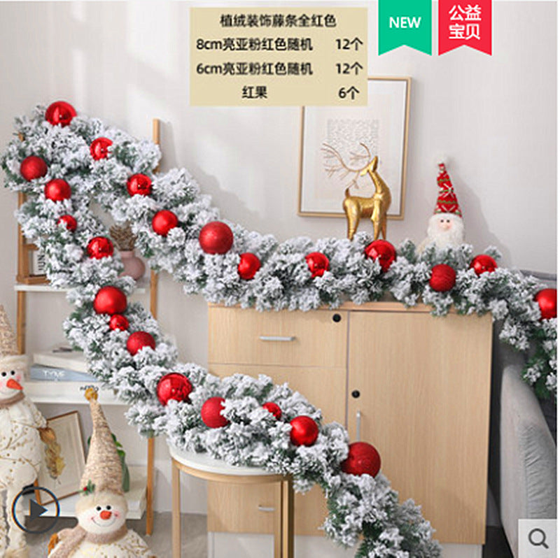 Christmas Vine 2.7-meter encrypted luminous flower wreath Vine Door Vine Column Christmas Tree Ceiling Outdoor Green Decoration
