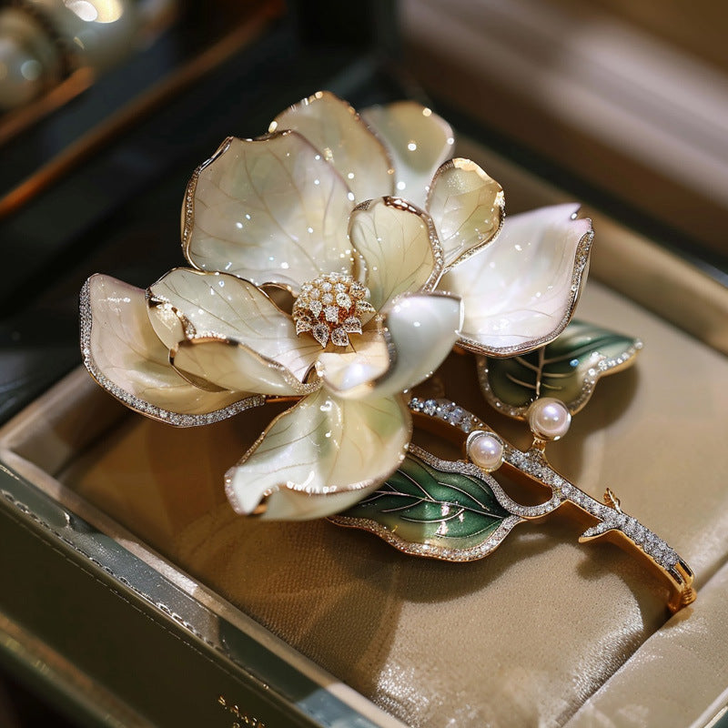 Jade orchid brooch cultural and creative gift chest flower