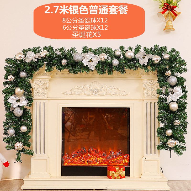 Christmas Vine 2.7-meter encrypted luminous flower wreath Vine Door Vine Column Christmas Tree Ceiling Outdoor Green Decoration
