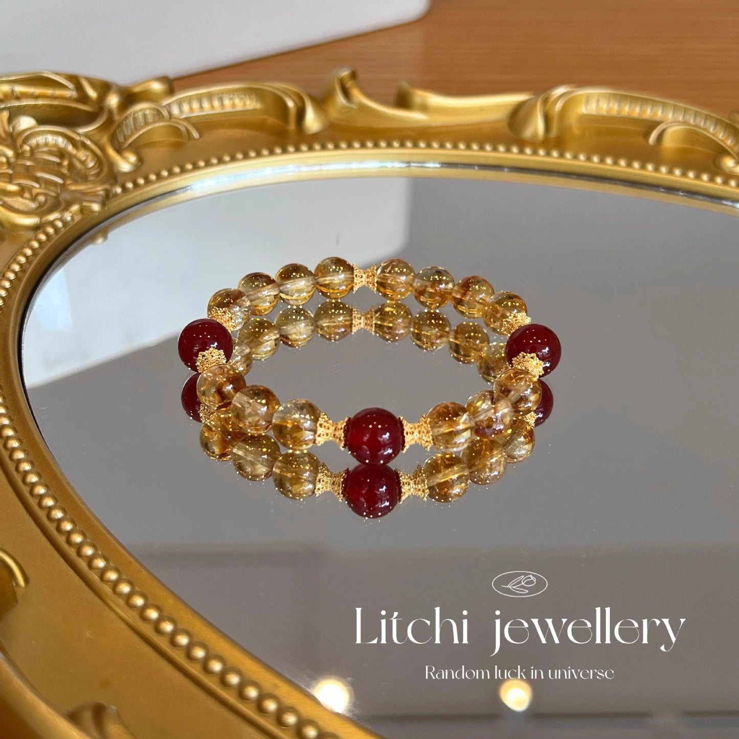 【 Wealth and Prosperity 】 Natural Yellow Crystal Yellow Tower Crystal Bracelet Original Design Red Agate Bracelet