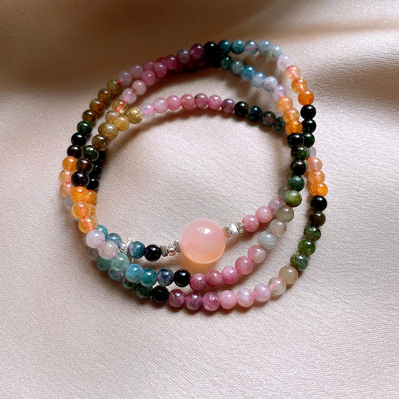 Bracelet Hetian Jade Lotus Garnet Bearwax Bear Elastic Bracelet