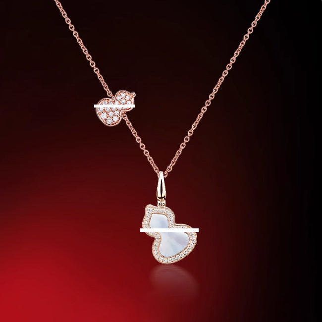 New Hulu Necklace Women's Red Agate White Beimu 925 Silver Ferry 18k Rose Gold Diamond Pendant Flat Ankle chain