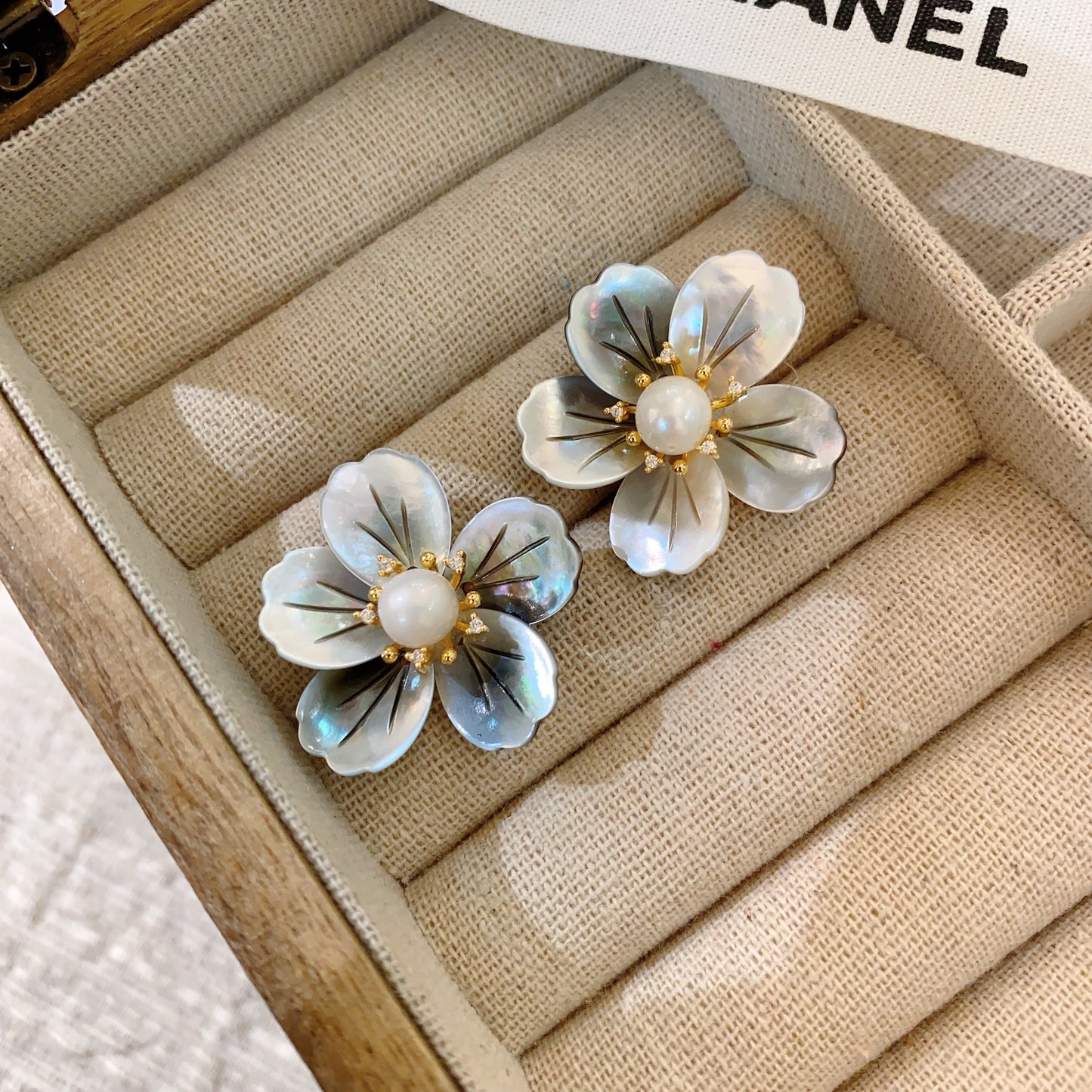 earrings Vintage Natural Baroque Flower Freshwater Pearl Stud Earrings