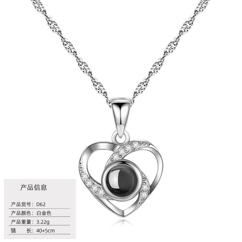 S925 Silver Love Projection Necklace Memory Necklace for Women