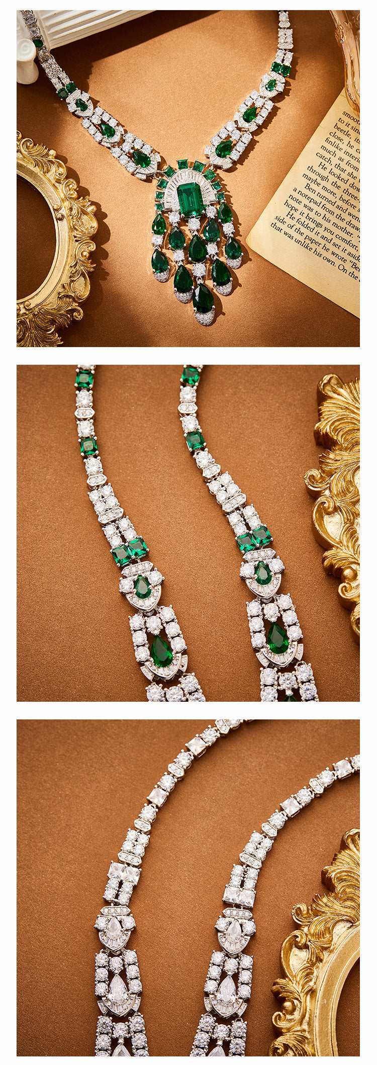 New pear shaped tassel necklace gold-plated with European and American stars, same high-end evening gown long chain