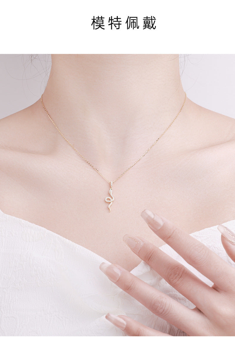 Ins note snake necklace versatile sweater chain electroplated platinum collarbone chain fashion accessory