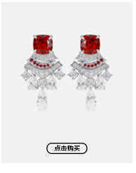 Simulated rose cultivation red treasure long necklace S925 silver inlaid colorful treasure necklace fashionable light luxury