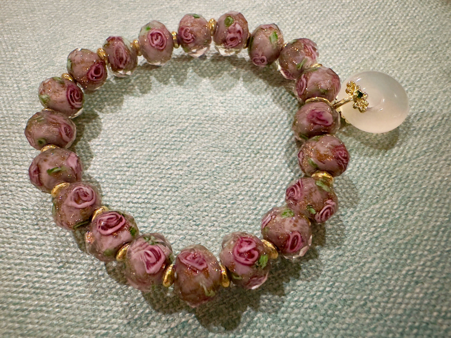 New Chinese style glass bracelet, safety buckle, rose glass bracelet