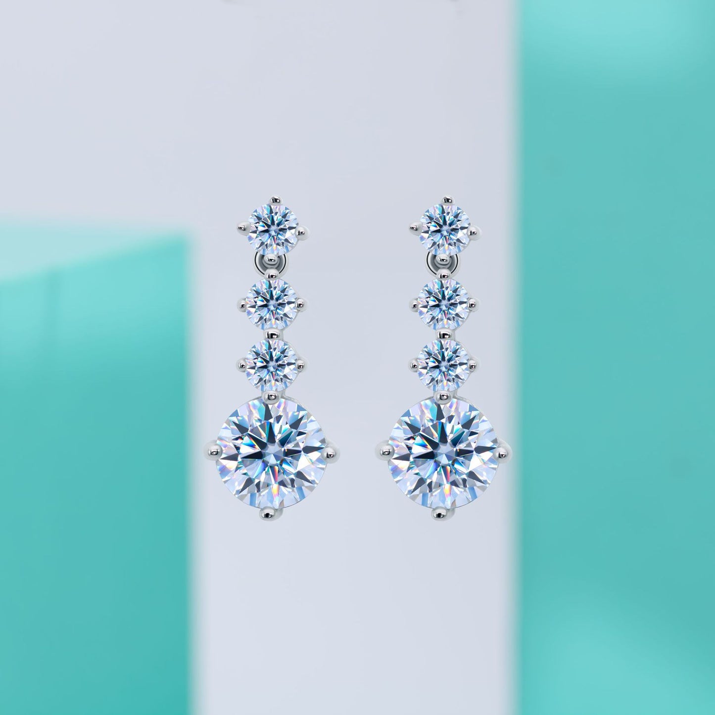Moissanite earrings silver needle temperament heavy industry long S925 pure silver pulsating heart round summer style.