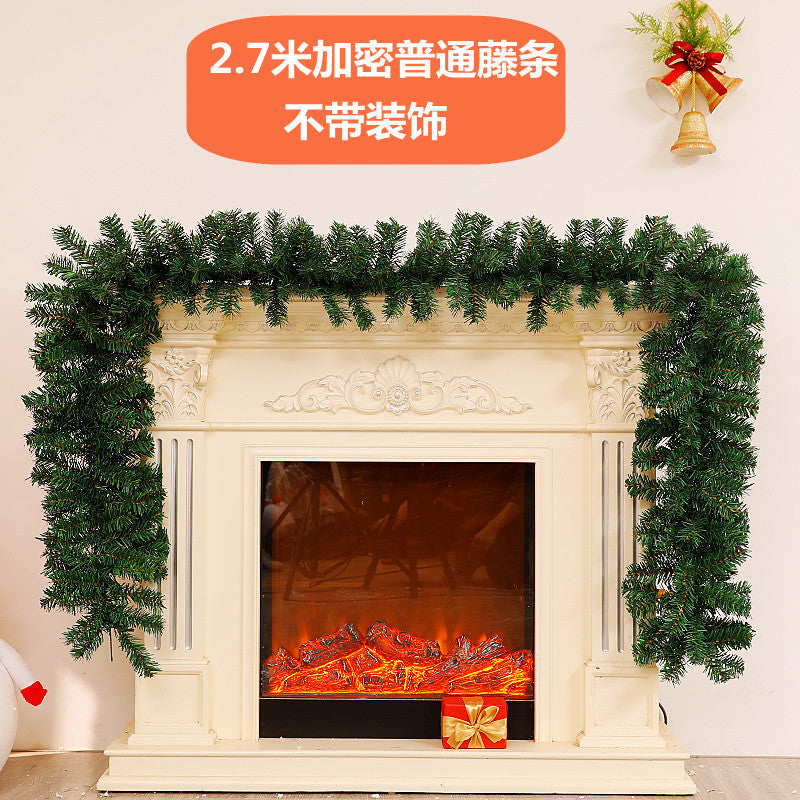 Christmas Vine 2.7-meter encrypted luminous flower wreath Vine Door Vine Column Christmas Tree Ceiling Outdoor Green Decoration
