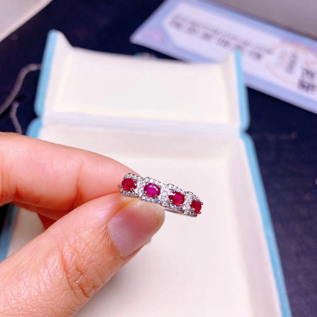 Natural Pigeon Blood Ruby Set Full Body 925 Silver Inlaid Charm Color Gemstone Jewelry