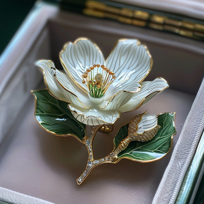 Jade orchid brooch cultural and creative gift chest flower