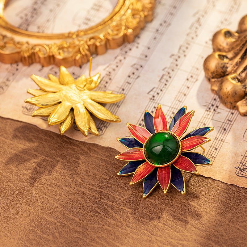 earrings Alloy Multicolor Flower High Luxury Medieval Style Earrings Palace Wholesale is available starting from 3 pieces.