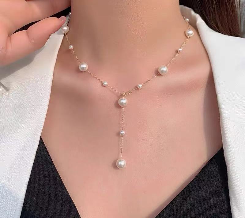925 silver starry sky pearl necklace sweater chain versatile temperament light luxury collarbone chain