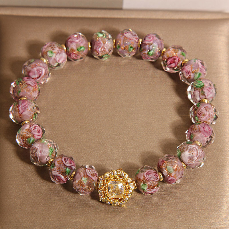 New Chinese style amethyst bracelet with versatile temperament, rose glass bracelet, bracelet