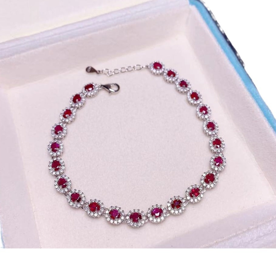 Natural Pigeon Blood Ruby Set Full Body 925 Silver Inlaid Charm Color Gemstone Jewelry