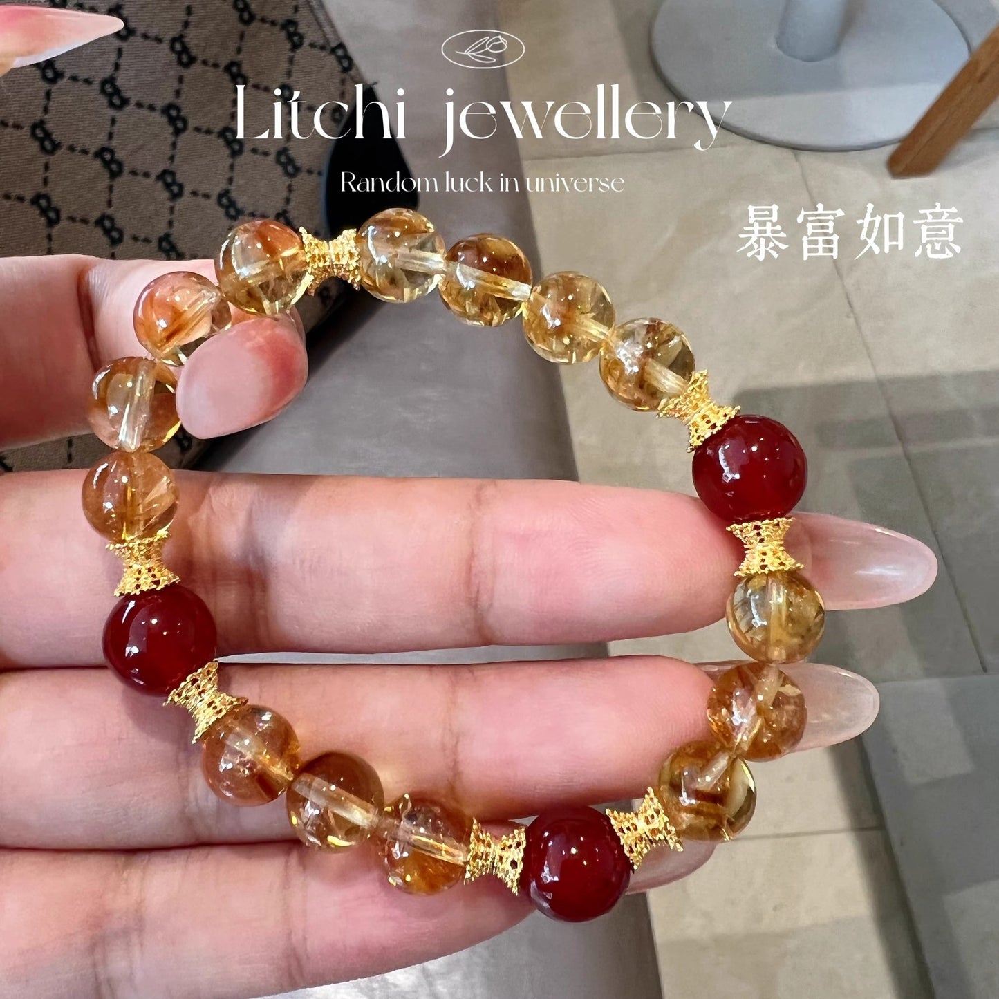 【 Wealth and Prosperity 】 Natural Yellow Crystal Yellow Tower Crystal Bracelet Original Design Red Agate Bracelet