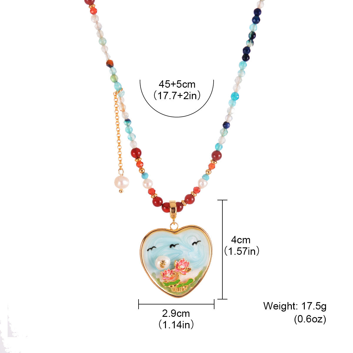 Stars and natural pearls love oil painting necklace