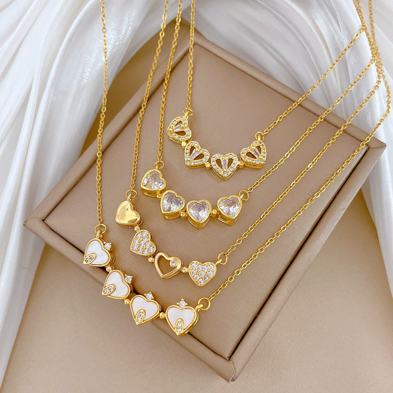 【 Titanium Steel 】 Women's new necklace with two collarbone chains