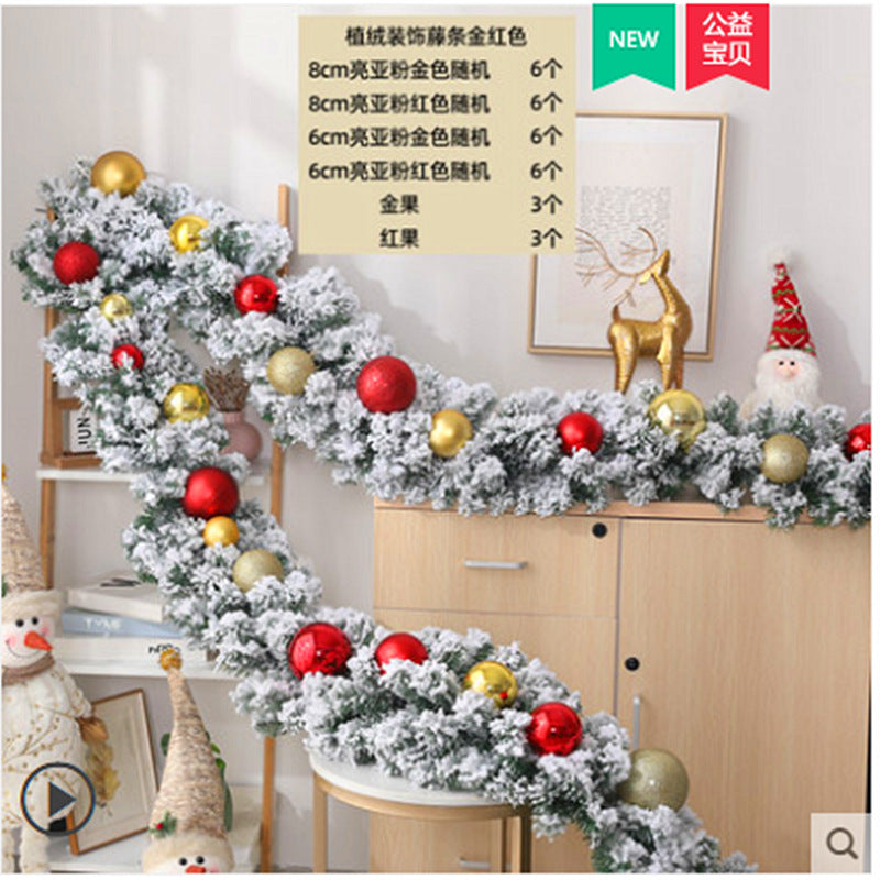 Christmas Vine 2.7-meter encrypted luminous flower wreath Vine Door Vine Column Christmas Tree Ceiling Outdoor Green Decoration