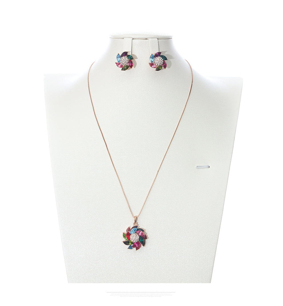 earrings Autumn and winter niche flower jewelry set with diamond crystal for women necklace and earrings