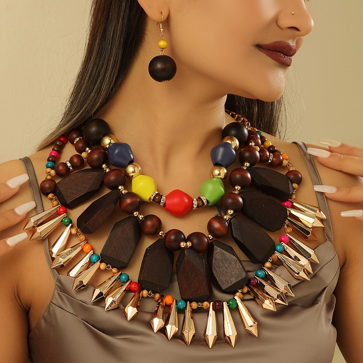 necklace Multi-layered multi-color Arabic style necklace