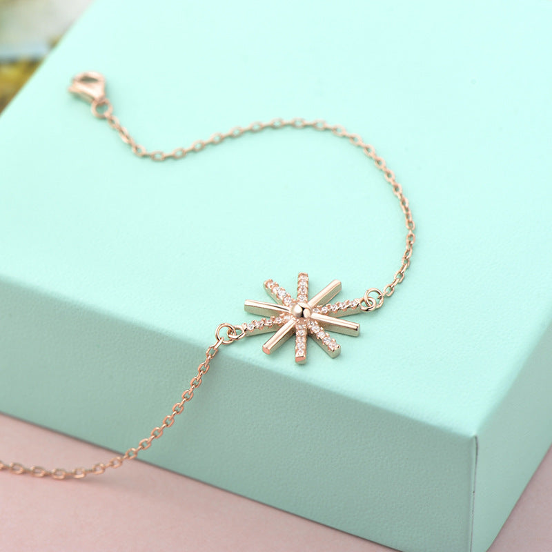 necklace  Guanming silver jewelry sterling silver hand jewelry Korean style sunflower micro-embellished bracelet for women