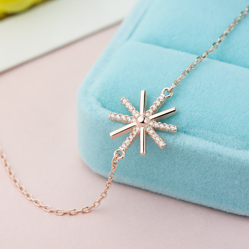 necklace  Guanming silver jewelry sterling silver hand jewelry Korean style sunflower micro-embellished bracelet for women