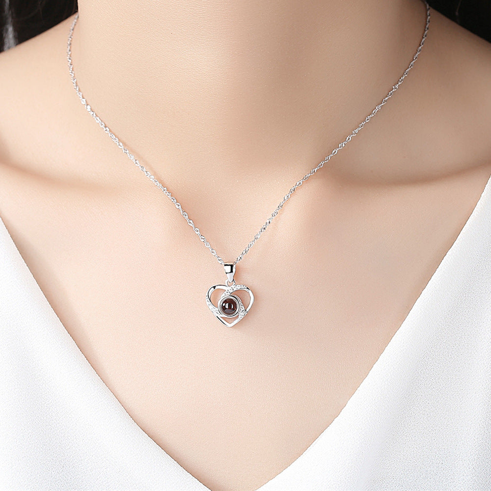 S925 Silver Love Projection Necklace Memory Necklace for Women