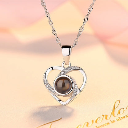 S925 Silver Love Projection Necklace Memory Necklace for Women