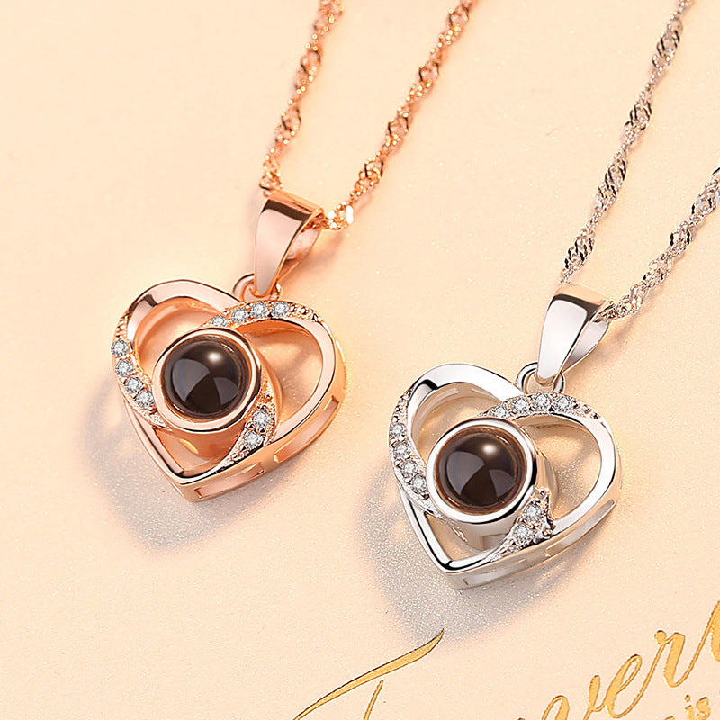 S925 Silver Love Projection Necklace Memory Necklace for Women