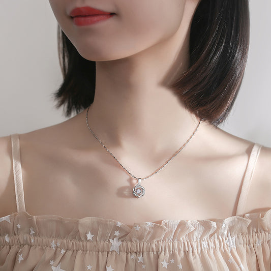 S999 pure silver heart-shaped collarbone necklace Korean version simple ins niche light luxury internet famous pendant