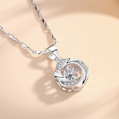 S999 pure silver heart-shaped collarbone necklace Korean version simple ins niche light luxury internet famous pendant