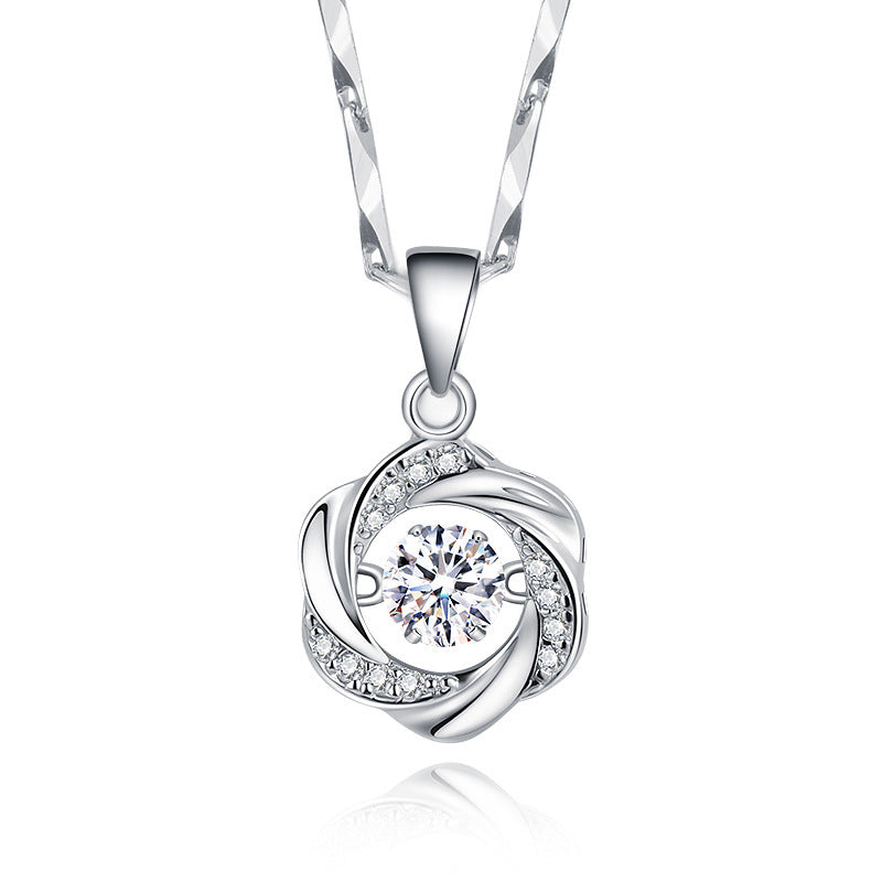 S999 pure silver heart-shaped collarbone necklace Korean version simple ins niche light luxury internet famous pendant