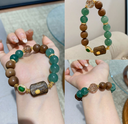 S925 silver gold-plated sandalwood bead string jewelry