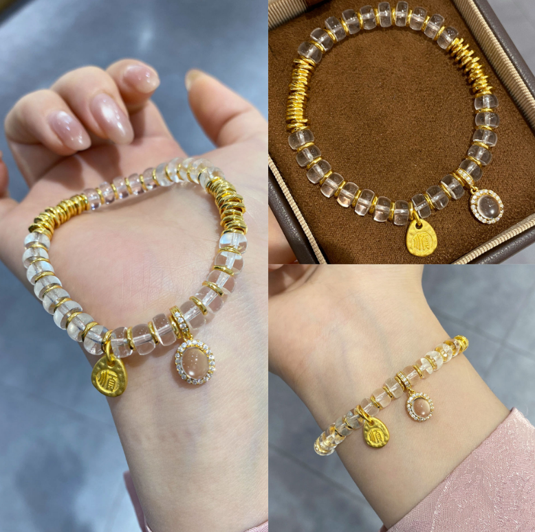 S925 silver gold-plated sandalwood bead string jewelry