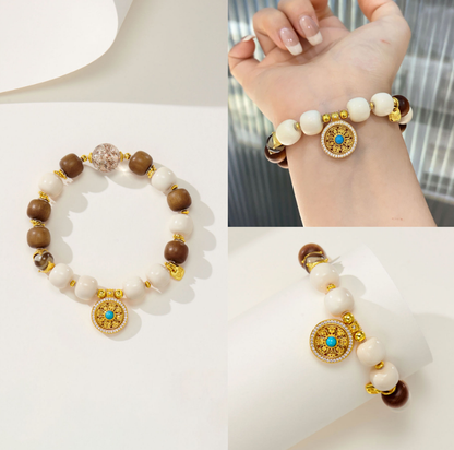S925 silver gold-plated sandalwood bead string jewelry