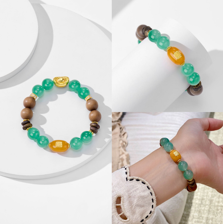 S925 silver gold-plated sandalwood bead string jewelry