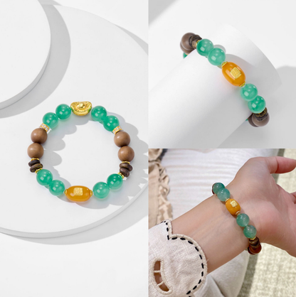 S925 silver gold-plated sandalwood bead string jewelry