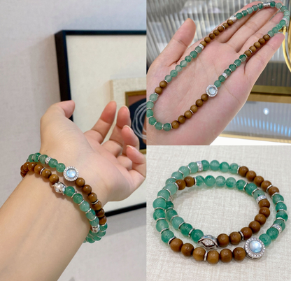S925 silver gold-plated sandalwood bead string jewelry