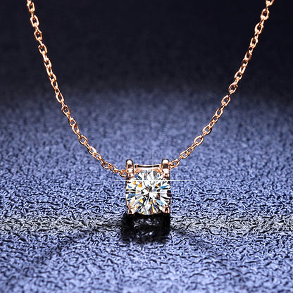 925 sterling silver moissanite necklace, classic cross rose gold pendant, fashionable trendy accessory, collarbone chain