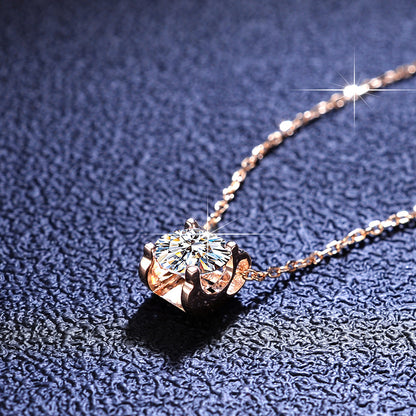 925 sterling silver moissanite necklace, classic cross rose gold pendant, fashionable trendy accessory, collarbone chain