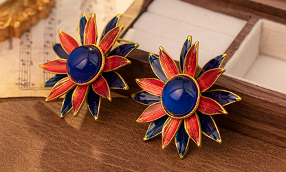 earrings  Alloy Multicolor Flower High Luxury Medieval Style Earrings Palace  Wholesale is available starting from 3 pieces.